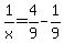 1%2Fx=4%2F9-1%2F9