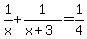 1%2Fx+%2B+1%2F%28x%2B3%29+=+1%2F4