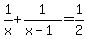 1%2Fx+%2B+1%2F%28x-1%29+=+1%2F2