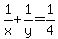 1%2Fx+%2B+1%2Fy+=+1%2F4