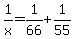 1%2Fx+=+1%2F66+%2B+1%2F55