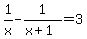 1%2Fx+-+1%2F%28x%2B1%29+=+3
