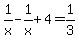 1%2Fx+-+1%2Fx%2B4+=+1%2F3
