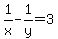 1%2Fx+-+1%2Fy+=+3