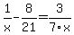 1%2Fx+-+8%2F21+=+3%2F7x