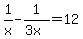 1%2Fx-1%2F%283x%29=12