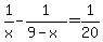 1%2Fx-1%2F%289-x%29=1%2F20