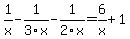 1%2Fx-1%2F3x-1%2F2x=6%2Fx%2B1
