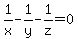 1%2Fx-1%2Fy-1%2Fz=0