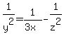 1%2Fy%5E2+=+1%2F%283x%29+-++1%2Fz%5E2