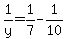 1%2Fy+=+1%2F7-1%2F10
