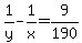 1%2Fy-1%2Fx=9%2F190