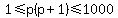1%3C=p%28p%2B1%29%3C=1000