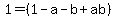 1=%281-a-b%2Bab%29