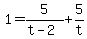 1=5%2F%28t-2%29%2B5%2Ft