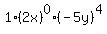 1+%2A+%282x%29%5E0+%2A+%28-+5y%29%5E4