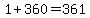 1+%2B+360+=+361