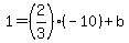 1+=+%282%2F3%29%28-10%29%2Bb