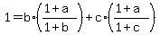 1+=+b%2A%28%281%2Ba%29%2F%281%2Bb%29%29++%2B+c%2A%28%281%2Ba%29%2F%281%2Bc%29%29