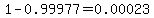 1-0.99977=0.00023