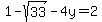 1-sqrt%2833%29-4y=2