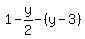 1-y%2F2-%28y-3%29%29=0