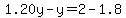 1.20y-y=2-1.8
