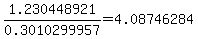 1.230448921%2F0.3010299957=4.08746284