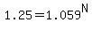 1.25=1.059%5EN