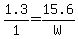 1.3%2F1+=+15.6%2FW