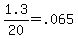 1.3%2F20=.065