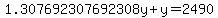 1.307692307692308y%2By=2490