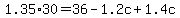 1.35%2A30=36-1.2c%2B1.4c