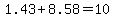 1.43%2B8.58=10
