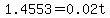 1.4553=0.02t