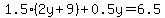 1.5%282y%2B9%29+%2B+0.5y+=+6.5