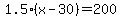 1.5%28x-30%29=200
