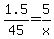 1.5%2F45+=+5%2Fx