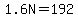 1.6N=192