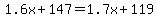 1.6x%2B147=1.7x%2B119