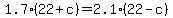 1.7%2822%2Bc%29=2.1%2822-c%29
