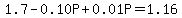 1.7-0.10P%2B0.01P=1.16