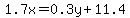 1.7x+=+0.3y%2B11.4