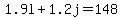 1.9l+%2B+1.2j+=+148