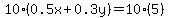 10%280.5x%2B0.3y%29=10%285%29
