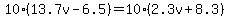 10%2813.7v-6.5%29=10%282.3v%2B8.3%29