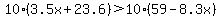 10%283.5x%2B23.6%29%3E10%2859.0-8.3x%29
