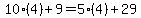 10%284%29%2B9=5%284%29%2B29