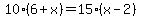 10%286%2Bx%29=15%28x-2%29