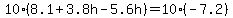 10%288.1%2B3.8h-5.6h%29=10%28-7.2%29
